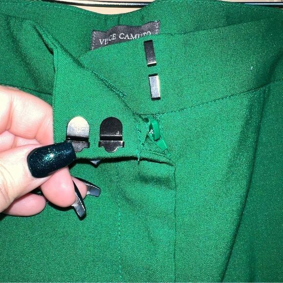 Vince Camuto Green Pleated Slim Leg Fit Ankle Dress Pants Size 6 - Picture 6 of 11